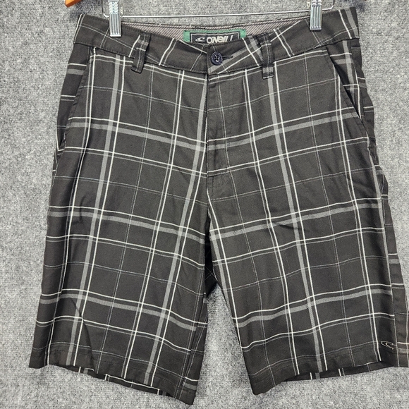 O'neill Sterling Shorts Mens Size 32 Black Gray Plaid Casual Chino Beach Surf - Picture 1 of 12